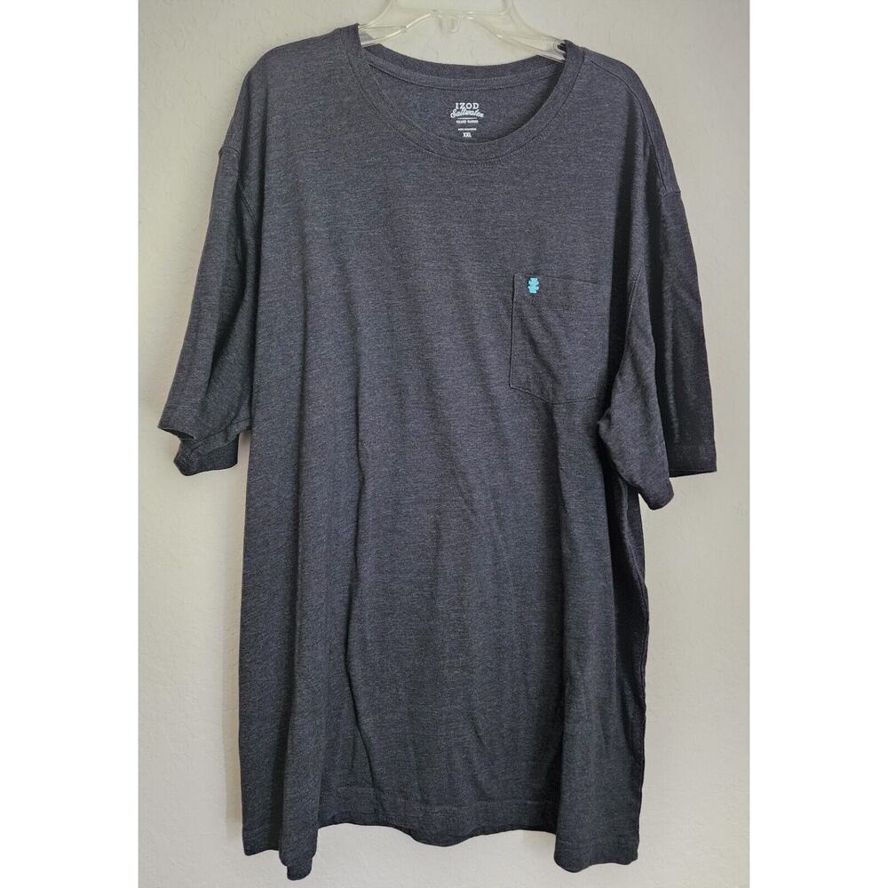 T-Shir-Men's Izod Saltwater Relaxed Classics-Gray/Black-Size XXL